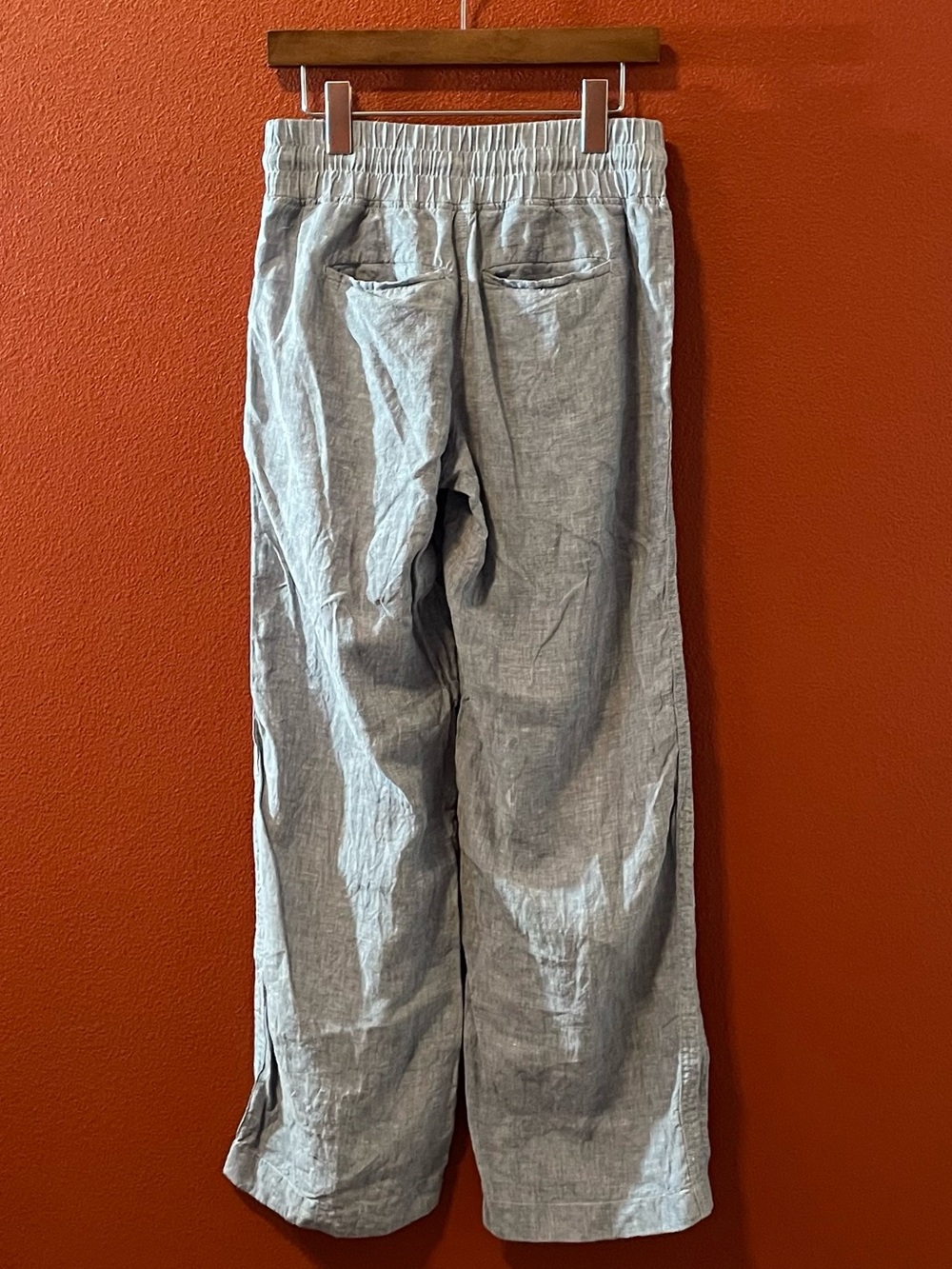 Athleta Women’s Cabo 100% Linen Chambray Wide Leg Elastic Coastal Pants - Picture 6 of 6